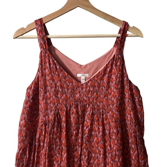 Joie Maxi Dress Size Small Tiered Lined Peasant Ikat Red Pink Tea Rose JE6001PR - Picture 4 of 9